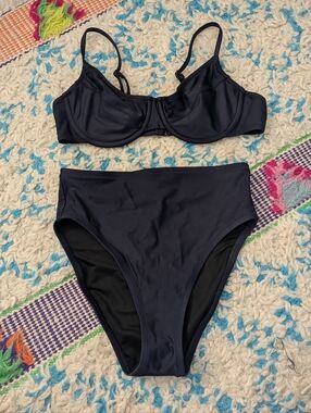 J. Crew Navy Two-Piece Underwire Bikini Set